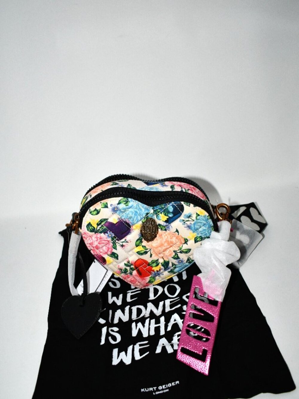 Kurt Geiger Dual Zip Southbank Heart Bag in Black Multi #5390905609 NWT - Picture 8 of 8